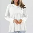 thumbnail image 1 of WFJCJPAF 2025 New Product Tops for Women Plus Size Linen,Fashion Women's Long Sleeves High Neck Top Blouse - White XL, 1 of 7