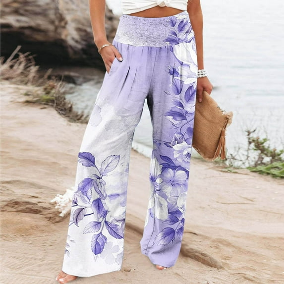 WFJCJPAF 2025 New Product Yoga Pants for Women,Women Casual Comfortable Printing Pockets Elastic Waist Straight Loose Pants - Yellow XXL