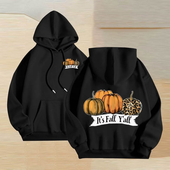 WFJCJPAF 2025 New Thanksgiving Thanksgiving Shirts Family,Women Print Long Sleeve Loose Fashion Pullover Hoodies Tops Sweatshrits,Thanksgiving Tops for Women - Black XL