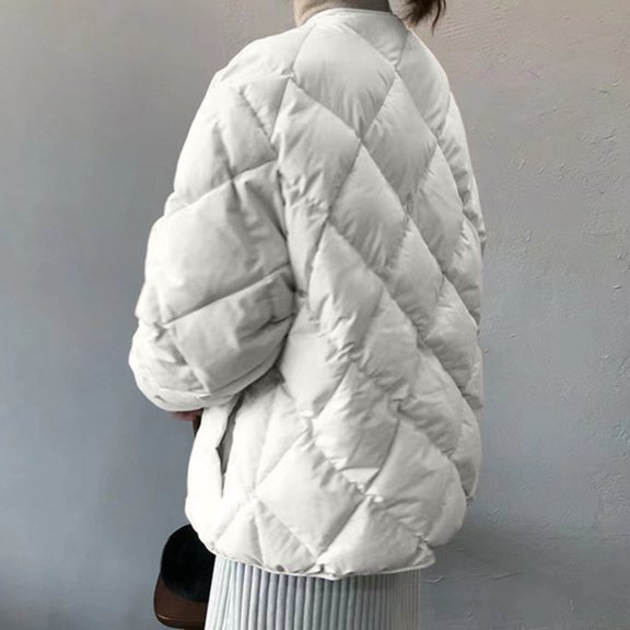 WFJCJPAF Clearance! Coats for Women Plus Size Clearance,Women's Short Solid Color Lightweight Cotton Jacket Loose Cotton Jacket Jacket