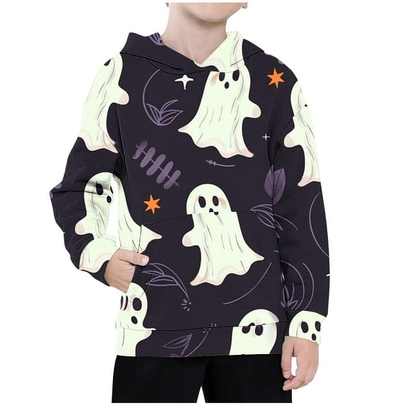 WFJCJPAF Girls Halloween Clothes Wonder Nation,Halloween Children's Shirt Long Sleeved Pattern T-shirt Printed Round Neck Short Top Suitable for Boys and Girls Aged Hooded Sweatshirt