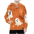 thumbnail image 1 of WFJCJPAF Girls Halloween Costumes 7/8,Halloween Children's Shirt Long Sleeved Pattern T-shirt Printed Round Neck Short Top Suitable for Boys and Girls Aged Hooded Sweatshirt - Orange 150, 1 of 3