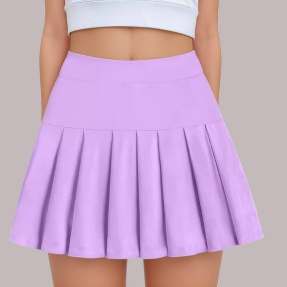 WFJCJPAF Clearance! Girls' School Uniform Dress - 2 Pack，Girls Casual Spring And Summer Solid High Waist Kids Skirt - Purple - 12 Years
