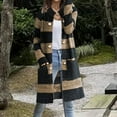 thumbnail image 1 of WFJCJPAF Clearance! Pullover Sweaters for Women Hooded,Women's Loose Sweater Stripe Pocket Knitted Cardigan Button Sweater Women - Black S, 1 of 6