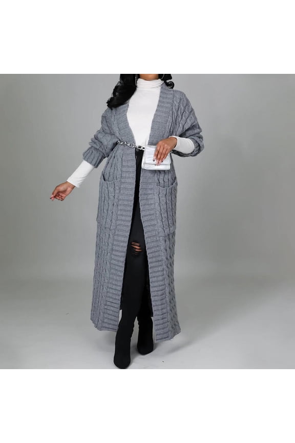 Clearance! Sweaters for Women Plus Size Cardigan,Fashion Women Casual Long Sleeve Long Sweater Coat Cardigan Blouse Tops - Gray XL