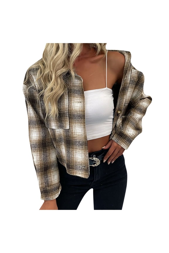 Clearance! Sweaters for Women Plus Size Cardigan,Women Tops Button Long Sleeve Stripe Casual Sweater Ladies Coat Blouse - Khaki XL