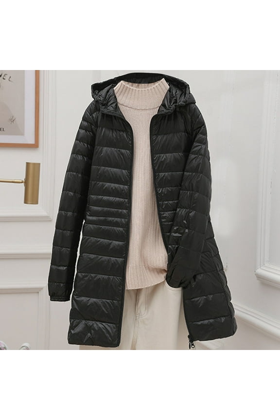 Clearance! Winter Coats for Women Plus Size 4X4X Puffer Coats,Women's Down Jacket Lightweight Hooded Lightweight Down Jacket Women's Medium Long Lightweight Slim Large Size Thin Jacket