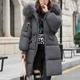 thumbnail image 1 of WFJCJPAF Clearance! Winter Coats for Women Plus Size 4X4X Puffer Coats,Women's Winter Mid Length Bread Jacket With Large Wool Collar Cotton Jacket And Thickened Cotton Jacket, 1 of 7