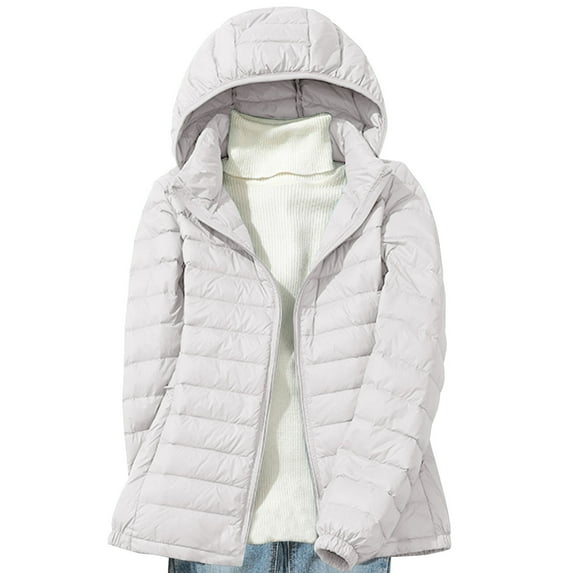 WFJCJPAF! Winter Coats for Women Plus Size Puffer Coat,Women's Down Jacket Lightweight Hooded Short Korean Style Extra Large Size Plus White Down Warm Jacket