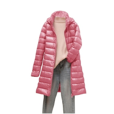 WFJCJPAF Clearance! Winter Coats for Women,Women's Down Jacket Lightweight Removable Hood Lightweight Down Jacket Mid-length Lightweight Slim Large Size Thin Jacket
