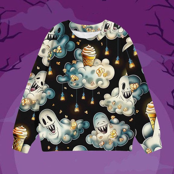 WFJCJPAF Halloween Kids Halloween Clothes Size 8,Children's Shirt Long Sleeved Halloween Printed T-shirt Printed Round Neck Short Top Suitable for Boys and Girls Aged 1-12 T-shirts