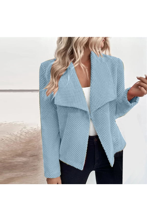 Holiday Clearance! Jackets for Women Plus Size With Thumbholes,Women's Fashion Casual Long Sleeve V-Neck Blaze
