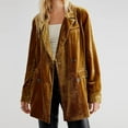 thumbnail image 1 of WFJCJPAF Holiday Clearance! Rain Jackets for Women,Women's Gold Velvet Long Sleeved Top Suit Coat Long Sleeved Hoodless Casual Coat/jacket Suit Coat, 1 of 5
