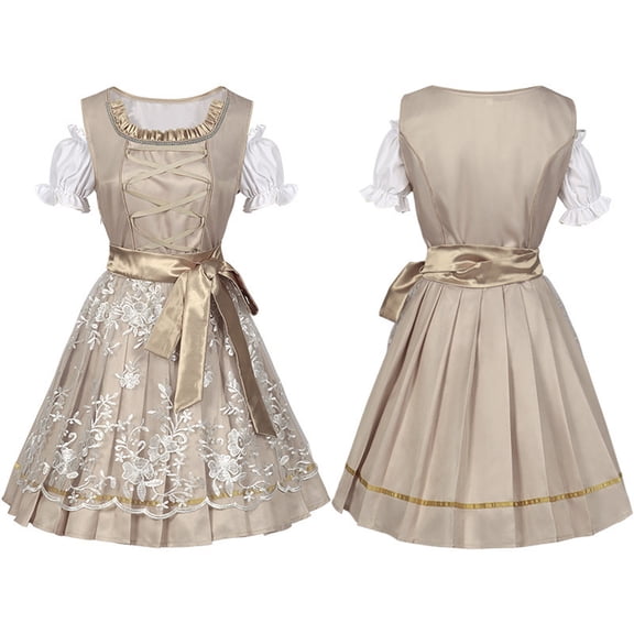 WFJCJPAF Holiday Womens Court Dresses,Women Costume Maidservant Dress Garment Acting Clothes Dress - Khaki XXL