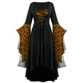 thumbnail image 1 of WFJCJPAF Holiday Womens Court Dresses,Women's Large Court Dress Gothic Medieval Skull Head Lace Print Strap Sleeve Vintage Dress - Gold S, 1 of 4