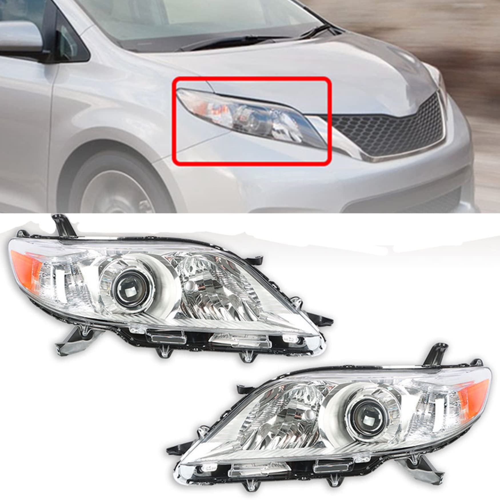WFLNHB Headlights Assembly Replacement IFF17 for Toyota Sienna 2011 ...