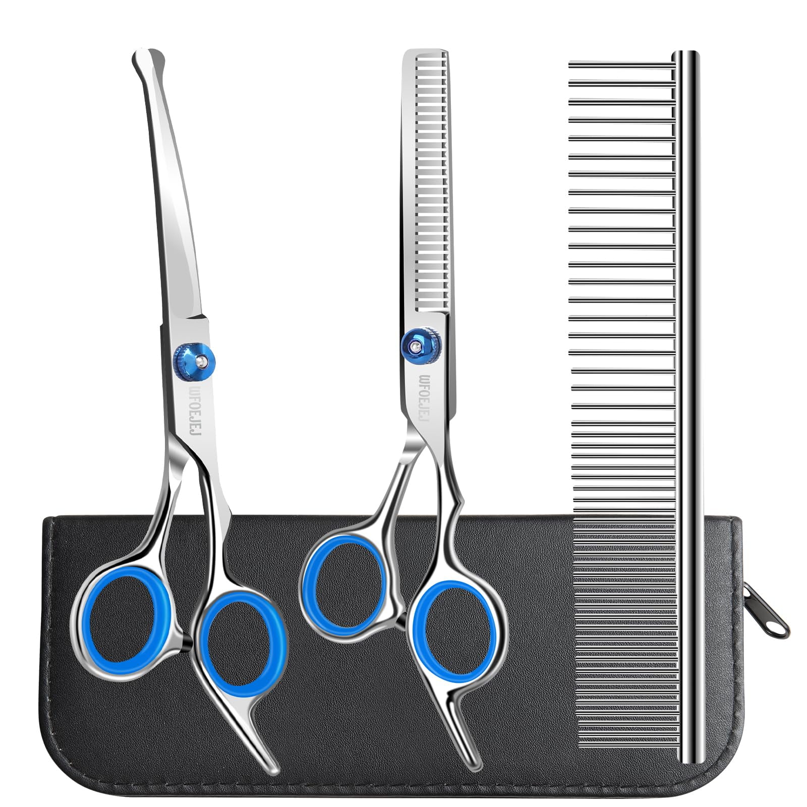 WFOEJEJ Professional 4 in 1 Dog AIS1 Grooming Scissors Kit with Safety ... - Dog Grooming Scissors For Gentle Grooming Techniques