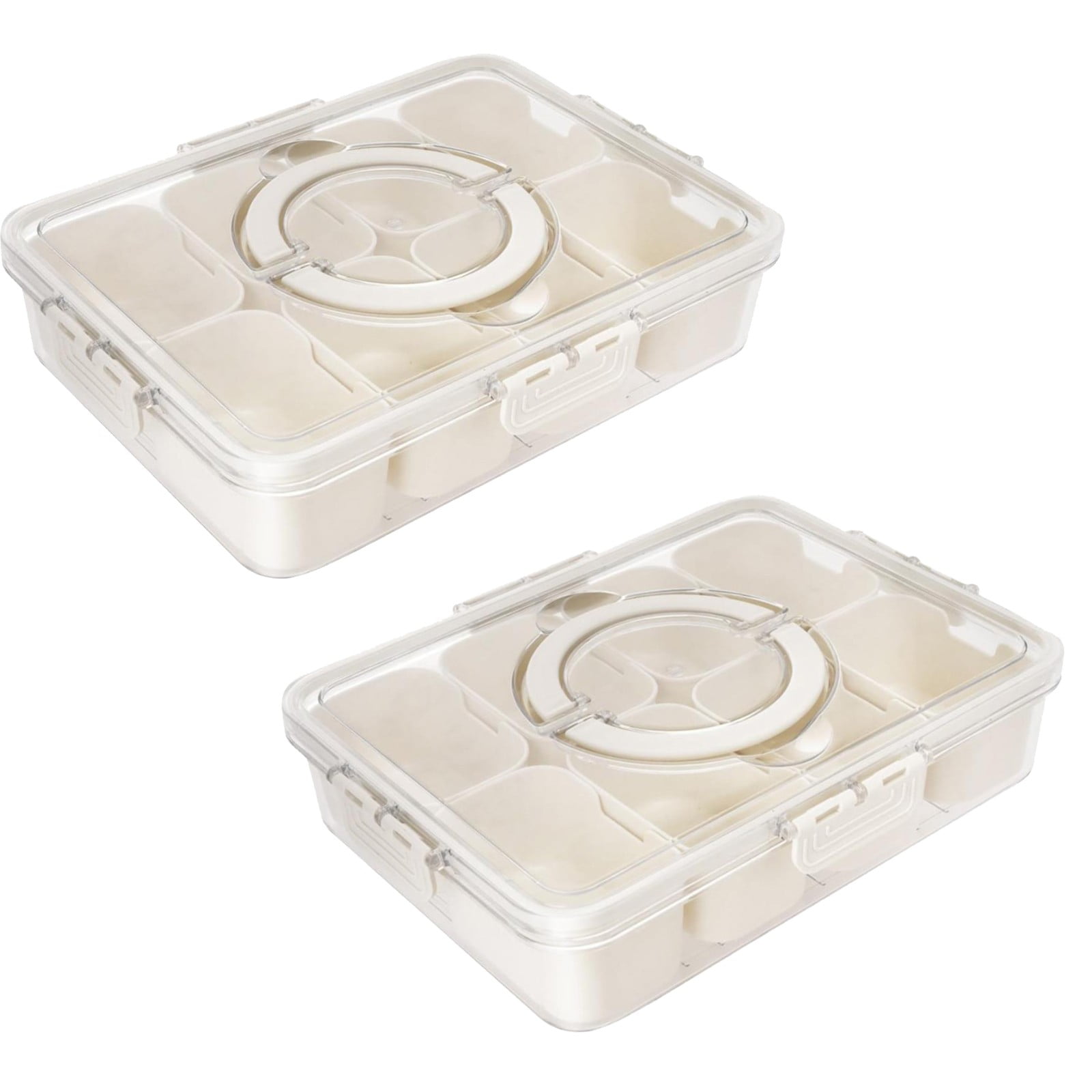 WFPLHFT 2Pack Divided Veggie Tray with Lid and Handle 8 Compartment