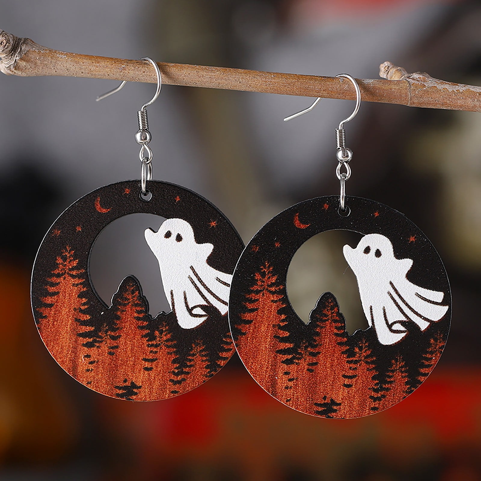 WFPLHFT Halloween Cute Ghost Pumpkin Earrings for Women Cartoon Cat