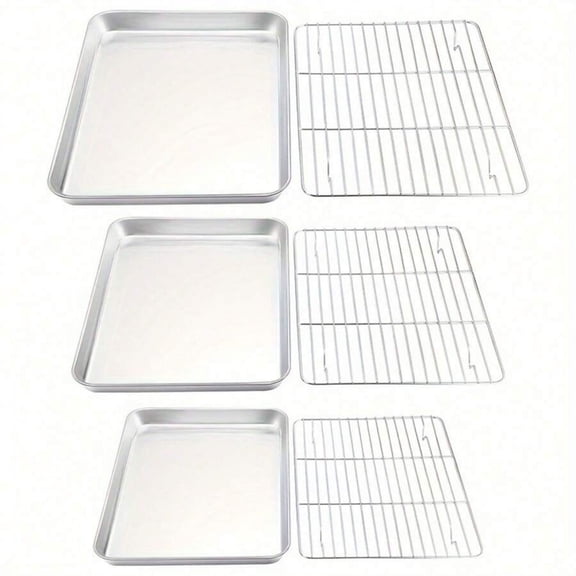 WFPXAMLZZMD 1 Set Of Stainless Steel Baking Pan Tray And Cookie Sheet With Cooling Rack, Durable, Easy To Clean, Professional Oven Utensils, for Christmas,Baking Pans