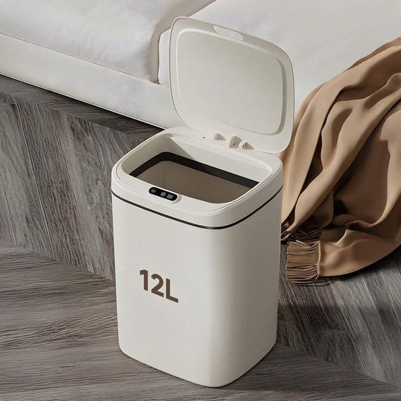 WFPXAMLZZMD 3.17 Gallon (12L)Motion Sensor Trash Can With Lid - Touch-Free Waterproof, Odor-Proof Sealed Lid, Silent Closure for Kitchen/Bathroom/Office