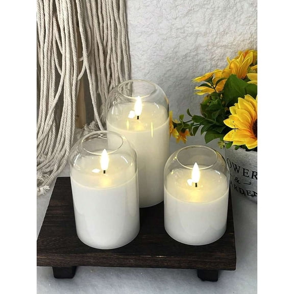 WFPXAMLZZMD 3-Pack Timed Remote Control Flameless Candle Lights, Battery Operated Wish Candles With Warm Flame Effect; Ideal for Home, Bedroom, Wedding, Proposal, Christmas, Halloween-White