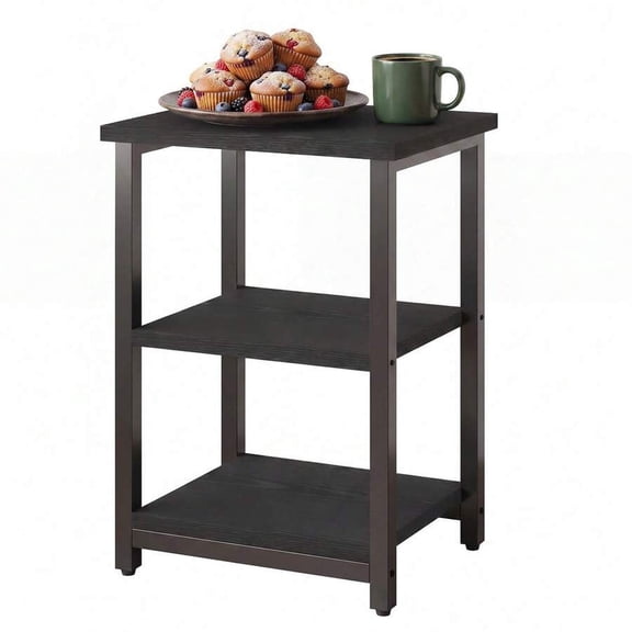 WFPXAMLZZMD 3Tier Outdoor Side Table with Storage, Slim Patio Coffee Table, SpaceSaving Outdoor Accent Table for Garden, Deck, Balcony & Living Room, WeatherResistant Patio Furnitur,Black