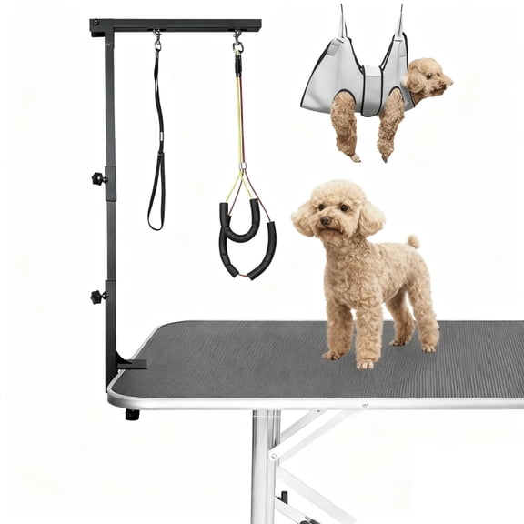 WFPXAMLZZMD 36"Dog Grooming Table Arm With Grooming Hammock Height Adjustable Two No Sit Haunch Holder Three Section Design Suitable for Medium, Small Dogs, and Cats