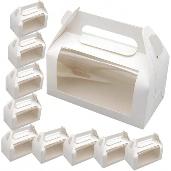 WFPXAMLZZMD 50 Pcs Large Windowed Gable Box Carton for Food White Gift Box Bread Box Birthday Gift Wedding Party Gift Picnic Business Box Suitable for Snacks Biscuits Candy Cakes Desserts