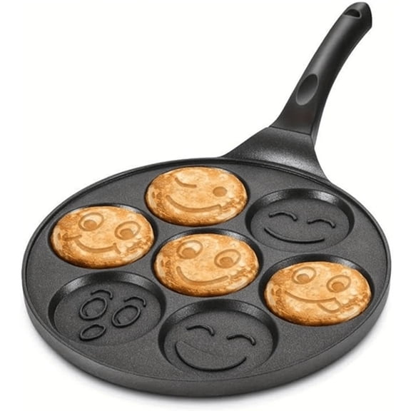 WFPXAMLZZMD 7Hole Nonstick Pancake Pan with Removable Handle - Nonstick Surface for Pancakes, Thin Dumplings, Eggs - Fun Kitchen Gift for Kids and Adults, Cooking Essential, Fun Design