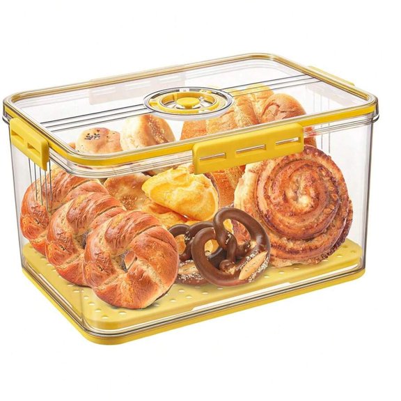 WFPXAMLZZMD Homemade Bread Storage Box, Large Storage Container, Kitchen Countertop Sealed Style, Bread Storage Container with Timer Function, Sealed Bread Storage Box with Lid,Yellow