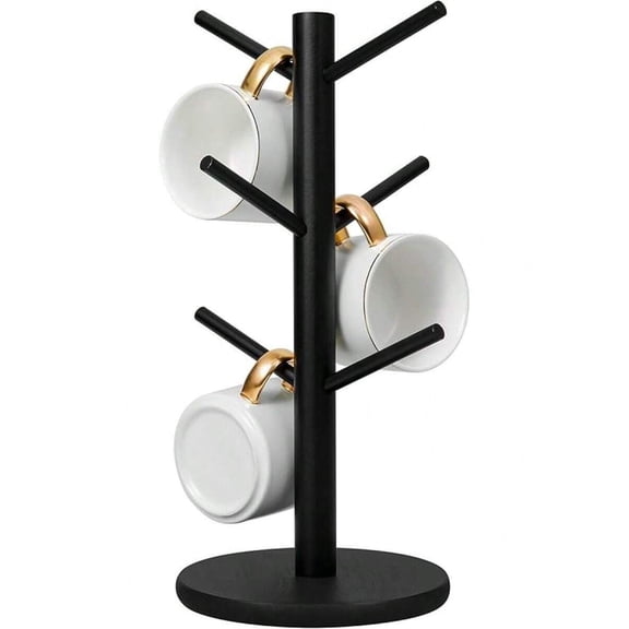 WFPXAMLZZMD Mug Holder Tree, Coffee Cup Holder with 6 Hooks,Black