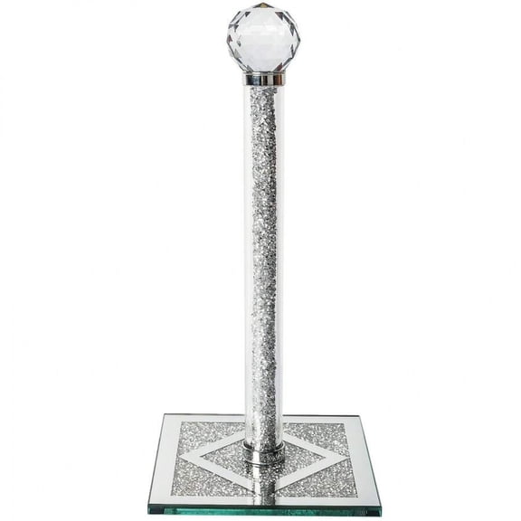 WFPXAMLZZMD Square Crystal Paper Towel Holder, Bling Paper Towel Roll Holder, Decorative Standing Paper Countertop Decor for Kitchen Countertops Bathroom, Paper Towel Dispenser-Silver