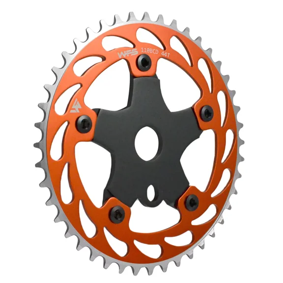 WFS Helix Chainring w/ Spider Sprocket 44T 1/8" 110mm Old School BMX , Orange # WFS3069