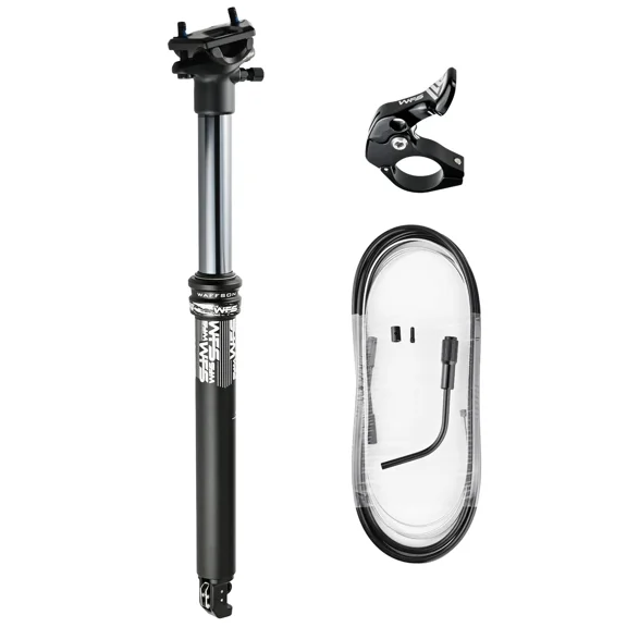 WFS Strata 27.2x390mm 100mm Travel Air Suspension Dropper Post Internal Routing Seatpost , Black, SP04JD27.2X390BLK