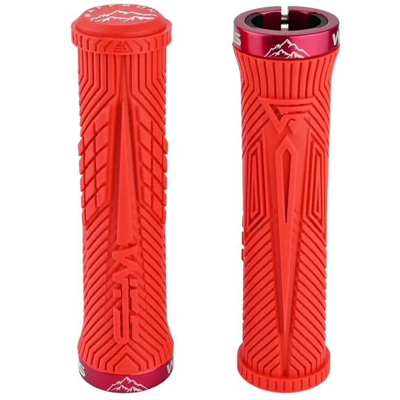 WFS Volatus MTB Grip Lock-on , Anti-Slip,Single Clamp Bike Handle, Red, GP22HH-RED