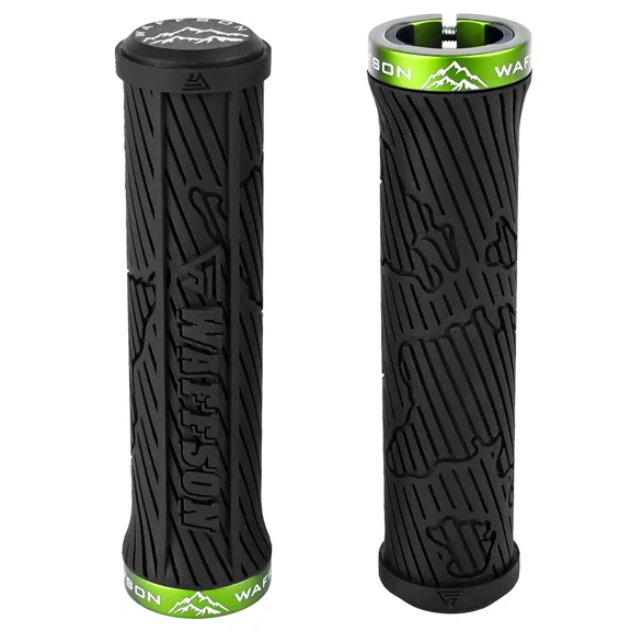 WFS World Map MTB Grip  Lock-on , Anti-Slip , Single Clamp , Black x Green, GP15HH-BLK.GRN