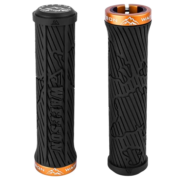 WFS World Map MTB Grip  Lock-on , Anti-Slip , Single Clamp , Black x Orange, GP12HH-ORG.BLK