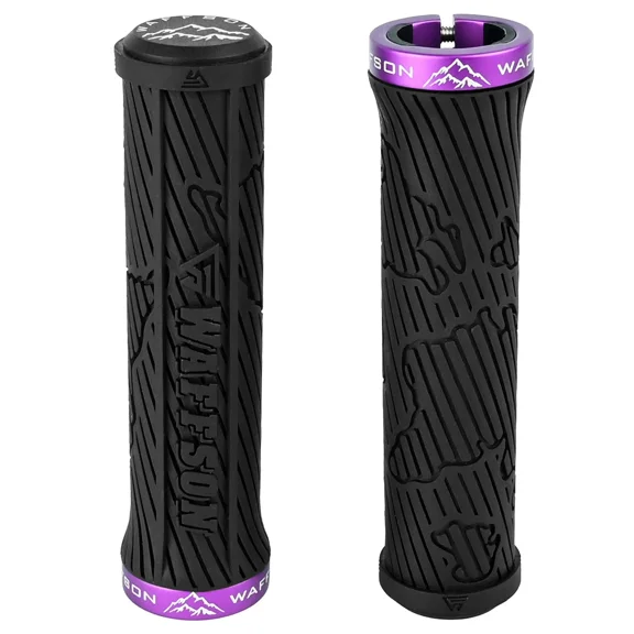 WFS World Map MTB Grip Lock-on , Anti-Slip , Single Clamp Black x Purple, GP09HH-BLK.PUR