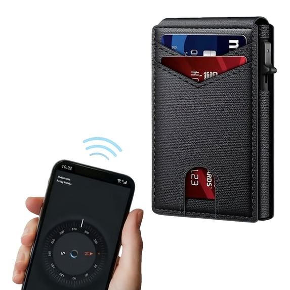 WFSCRD Wallet For Men Ultra-Thin RFID Blocking Bifold With POP UP Card Slot & Money Clip Wallet Front Pocket Design Holds 12 Cards & Cash Gift For Dad/Husband