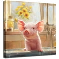 thumbnail image 1 of WFSposter Animal Painting Pig Pink Canvas Wall Art Cute Bathroom Picture Prints, Modern Sunflower Funny Farmhouse Bathtube Artwork Framed for Home Office Living Room Bedroom Kitchen Wall Decor, 1 of 6