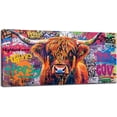 thumbnail image 1 of WFSposter-Banksy Highland Cow Large Wall Art Colorful Graffiti Pictures Wall Decor Street Canvas Pop Painting Modern Artwork Home Decoration for Living Room Bathroom Bedroom Office, 1 of 6