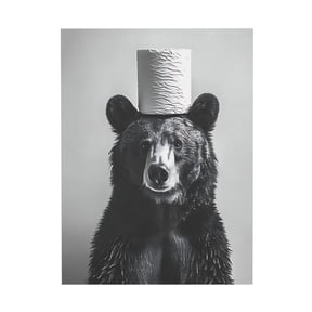 WFSposter Black Bear Bathroom Wall Art Bear Bathroom Decor Funny Bathroom Pictures Wall Decor Bear on Toilet Canvas Print Painting Home Bathroom Signs Decoration Artwork Framed Bear Posters 16X24"