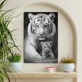 thumbnail image 1 of WFSposter Black and White Tiger Canvas Wall Art Tiger Mom with Cub Picture Wild Animal Painting Modern Artwork for Home Decor, 1 of 7