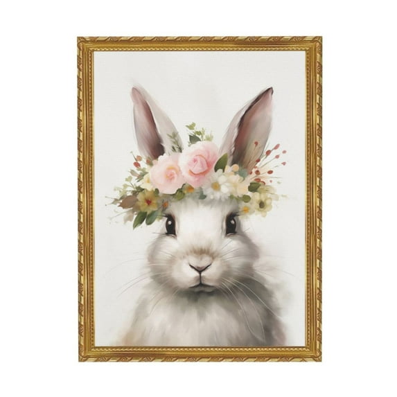 WFSposter Bunny Rabbit Canvas Wall Art Cute Animal Paintings Watercolor Rabbit Print Flower Crown Animal Nursery Wall Art Cute Bunny Poster Animal Artwork for Girl Nursery Easter Bunny Pictures