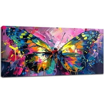 WFSposter-Butterfly Large Wall Art Abstract Butterfly Pictures Wall Decor Colorful Graffiti Canvas Painting Modern Artwork Home Decoration for Living Room Bathroom Bedroom Office