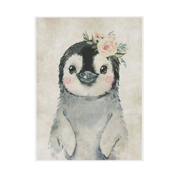 WFSposter Cute Penguin Baby Wall Décor for Toddler Baby Boys Girls Room Retro Penguin with Garland Wall Art Funny Animals Artwork Rustic Nursery Decor Bathroom Kitchen Decoration Kids Gifts 12x16inch