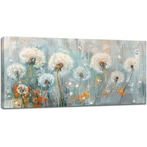 WFSposter-Dandelion Large Wall Art Teal Dandelion Pictures Wall Decor Canvas Painting Modern Artwork Home Decoration for Living Room Bathroom Bedroom Office