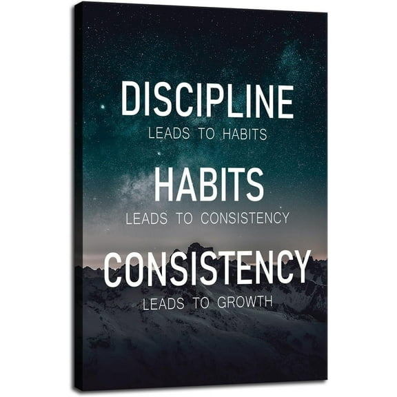 WFSposter-Discipline Habits Consistency Growth Motivational Wall Art Inspirational Poster Canvas Prints Artwork for Office Modern Home Decor Painting Pictures