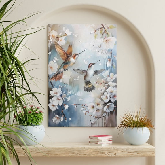 WFSposter Flower Bird Canvas Wall Art Decorations for Bedroom Bathroom Framed Artwork Modern prints picture Ready to Hang 12x16"